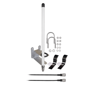 Antena LoRa Omnidireccional para Exterior / 6 dBi / 863-928 MHz / Dipolo Colineal / IP67 / Protección DC Ground / Resistencia al Viento 240 km/h (150 mph) / Cable LMR195 1 m (3.28 ft)
