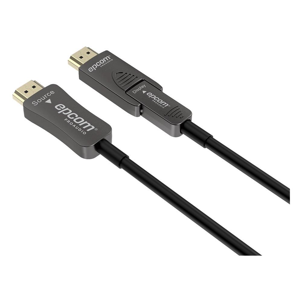 Cable HDMI Óptico Activo| 4K Real | 15 m | 18 Gbps | 4K@60Hz 4:4:4 | HDMI 2.0b | HDCP 2.2 | HDR | ARC | Conector RX Desmontable | Plug and Play