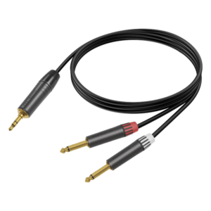 Cable de Audio | Plug 3.5mm estéreo a 2 Plugs 1/4 in mono | Conector Seetronic Serie M MTP3C-BG - MP2X-BG | Longitud 5m