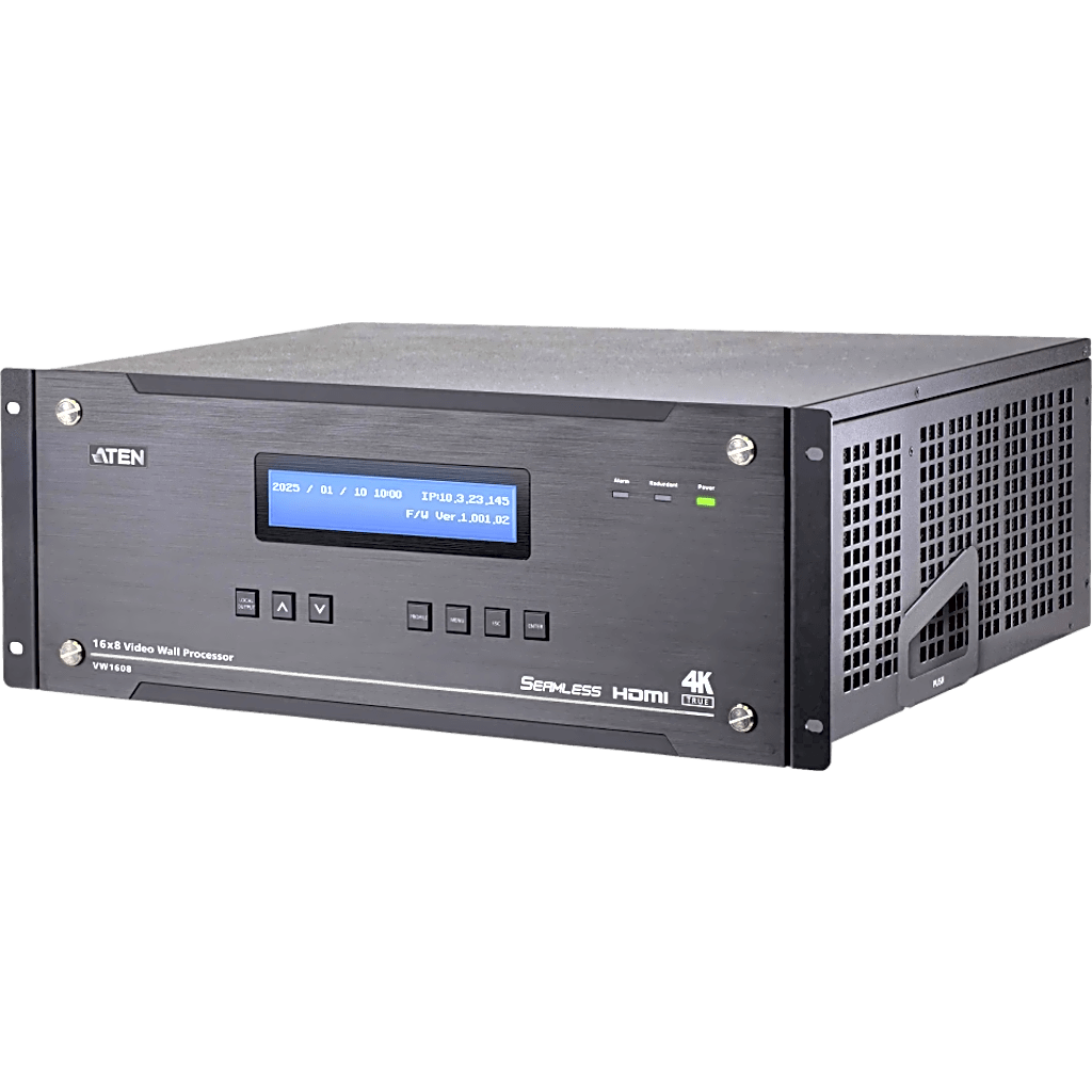 Procesador de Video Wall Modular 4U / 16 Entradas 8 Salidas / True 4K@60Hz / FPGA / H.265-H.264 / Redundancia Dual PSU / Encadenamiento Respaldo-Expansión / Control Remoto Web GUI / RS-232 / Ethernet