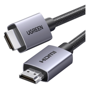 Cable HDMI 2.0 de Nylon Trenzado | 1 m | 4K@60Hz | ARC | Dolby ATMOS | True HD | DTS HD | HDR | 3D Inversivo | 3 modos de Visualización | 3 Capas de Protección + 4 de Blindaje | Niquelado | Carcasa de Aluminio.