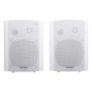 Altavoces Amplificada de Montaje en Pared 5"+1.5" | RMS 20W@8ohms y Pasivo 20W | Material ABS | Reja Metálica | Bracket de Metal | Color Blanco