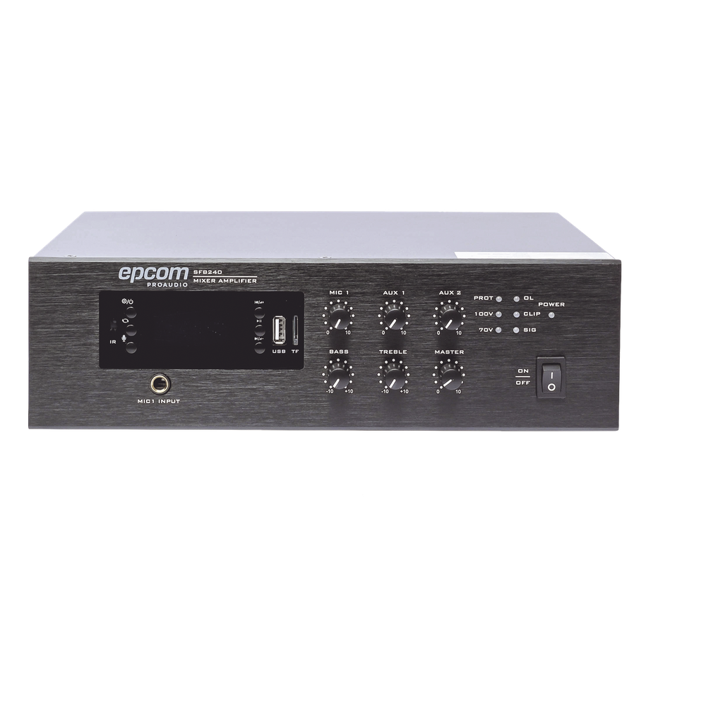 Mini Amplificador de Audio Mezclador | 240W RMS | Sistema 70/100V | MP3 | Tuner | Bluetooth | Musica ambiental y Voceo