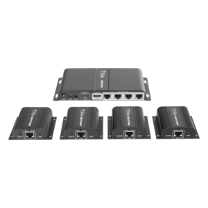 Kit Divisor y Extensor HDMI (Extender Splitter) / Divide 1 Fuente HDMI a 4 Pantallas / Extiende la señal HDMI hasta 40 m / Resolución 1080P @ 60 Hz / Cat 6/6a/7 / Cero Latencia / Salida Loop en el Tx / IR / Alimente solo el Tx (PoC).