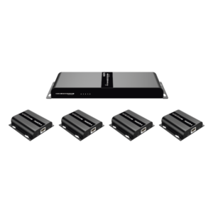 Kit Divisor y Extensor HDMI (Extender Splitter) | Divide 1 Fuente HDMI a 4 Pantallas | Extiende la señal HDMI hasta 120 m | Resolución 1080P @ 60 Hz | Cat 6/6a | Soporta IR | Baja Latencia | Uso24/7 | Alimente solo el Tx (PoC).