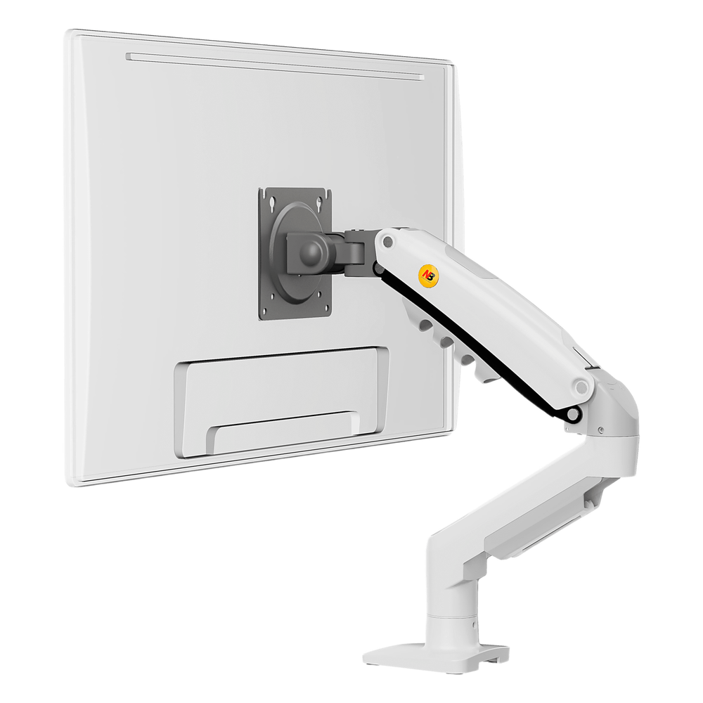 Brazo Ajustable para Monitor Ergonómico / Compatible con Monitores de 17" - 30" / Capacidad de Peso hasta 9 kg / Rotación 360° / Inclinación +85° a -30° / Giro 180° / Ajuste de Resorte de Gas / Color Blanco