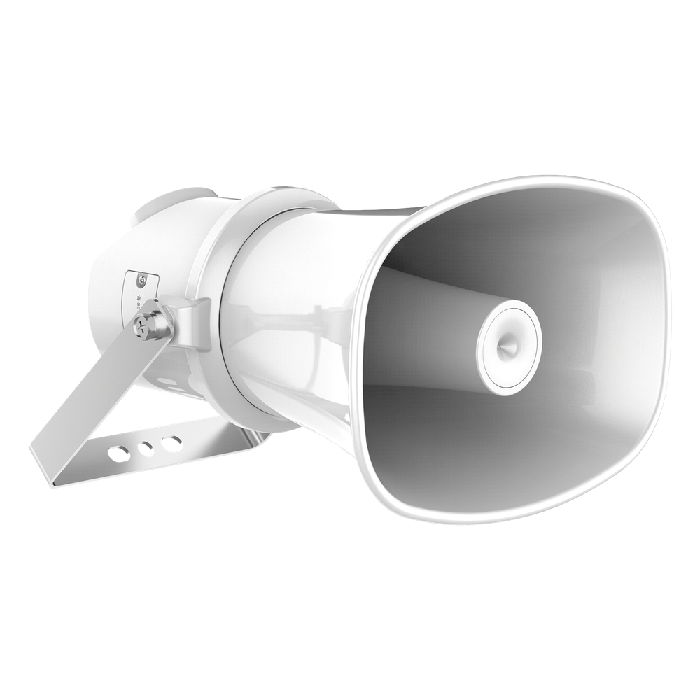 Altavoz IP Tipo Trompeta | 7 Watts | PoE+ | Integración con Hik-Central Professional | Reproducción de Audio vía Red | IP67 | Salida de 12 VCD | Metal | compatible con Hik-Connect