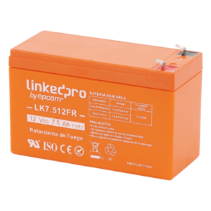 Batería de respaldo 12 V | 7.5 Ah |  AGM | Certificada UL94-V0 Retardante a la Flama  | Especial para Seguridad Electrónica | UPS  | Sistemas de Emergencia  | Vida útil 5 años | Terminales F1  + Adaptador F2