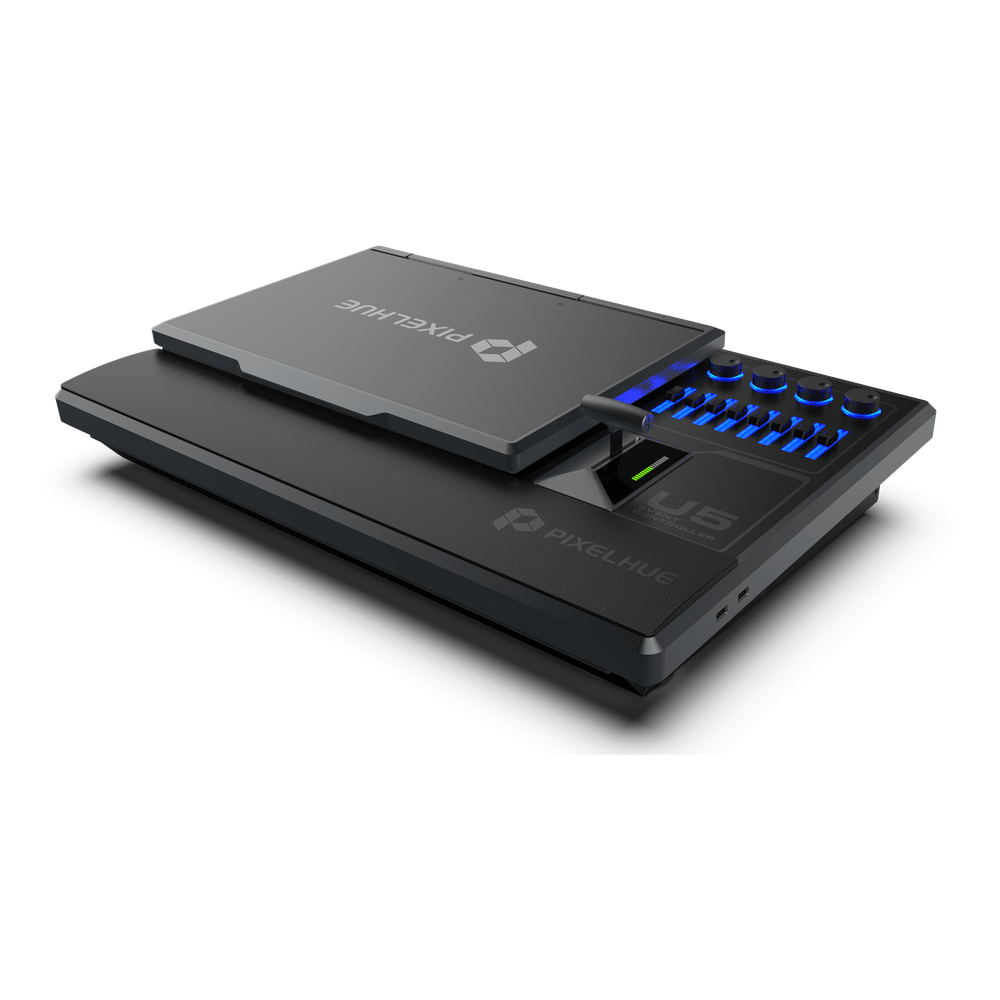 Controlador de Eventos Compacto U5 / Pantalla Táctil Principal 21.5" / Pantalla Inteligente 8" / 87 Botones LCD Programables / 4 Encoders y 8 Faders / Control MIDI y KVM / Diseño Plegable / Software PixelFlow / HDMI 2.0 / 12G-SDI / - Imagen 2