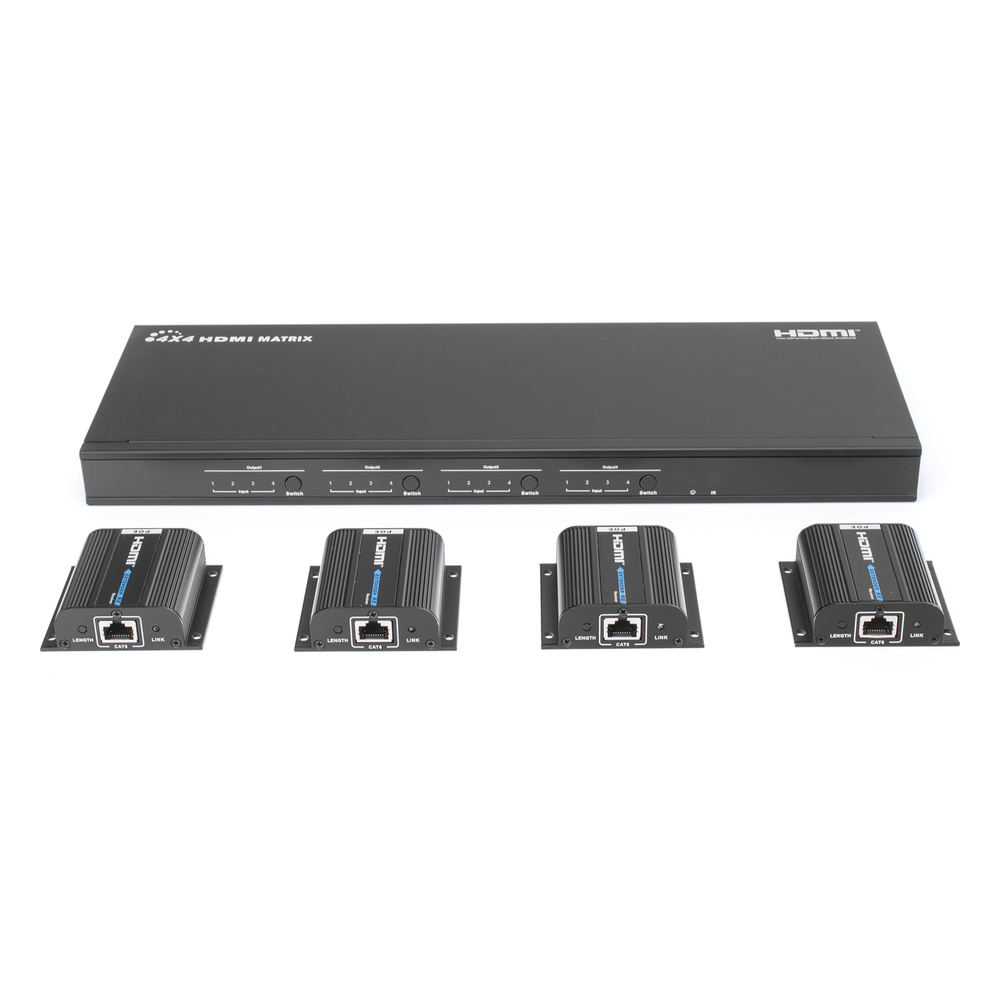 MATRICIAL Y EXTENSOR DE VIDEO HDMI 4 x 4 / 4 Entradas HDMI / 4 Salidas HDMI Loop / 4 Salidas RJ45 para Extender la señal 40 metros por salida / 1080 @ 60Hz / Conmutación por RS232, Control Remoto o Ethernet. - Image 2
