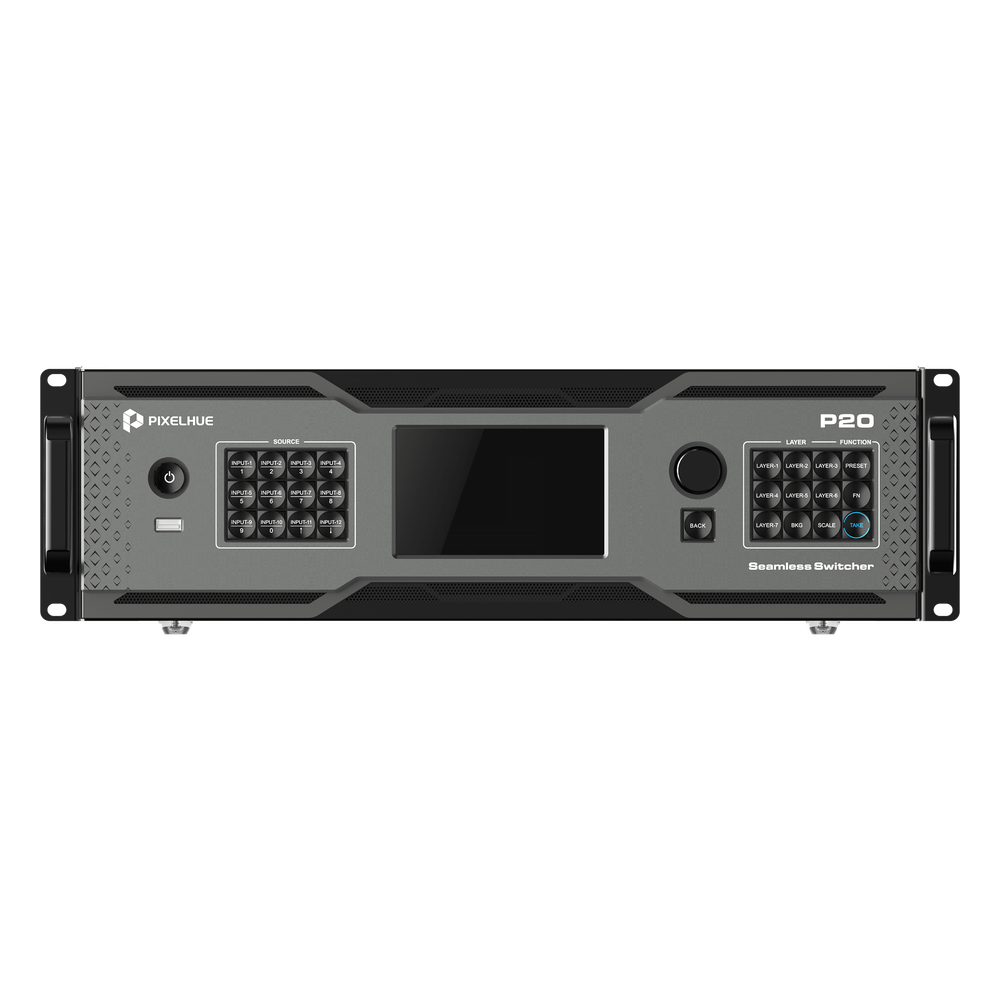 Switcher de Presentación 4K / Hasta 12 Capas DL (2 MAIN + 10 PIP) / 10G Fibra Óptica 10 km / HDMI 2.0 DP 1.2 12G-SDI / Modos Duales Switcher y PGM / Dante Audio 32x32 / Multiviewer Dedicado / Backup Automático - Imagen 2