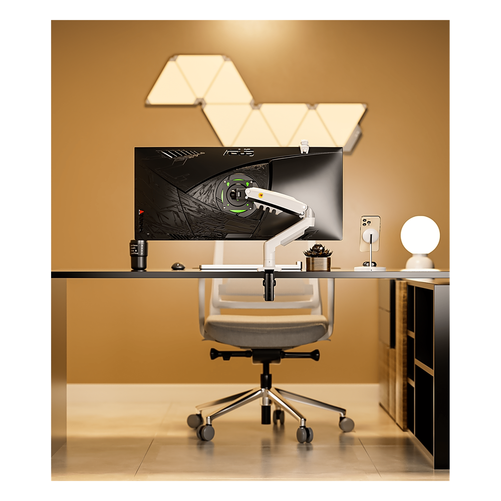 Brazo Ajustable para Monitor Ergonómico / Compatible con Monitores de 17" - 30" / Capacidad de Peso hasta 9 kg / Rotación 360° / Inclinación +85° a -30° / Giro 180° / Ajuste de Resorte de Gas / Color Blanco - Image 3