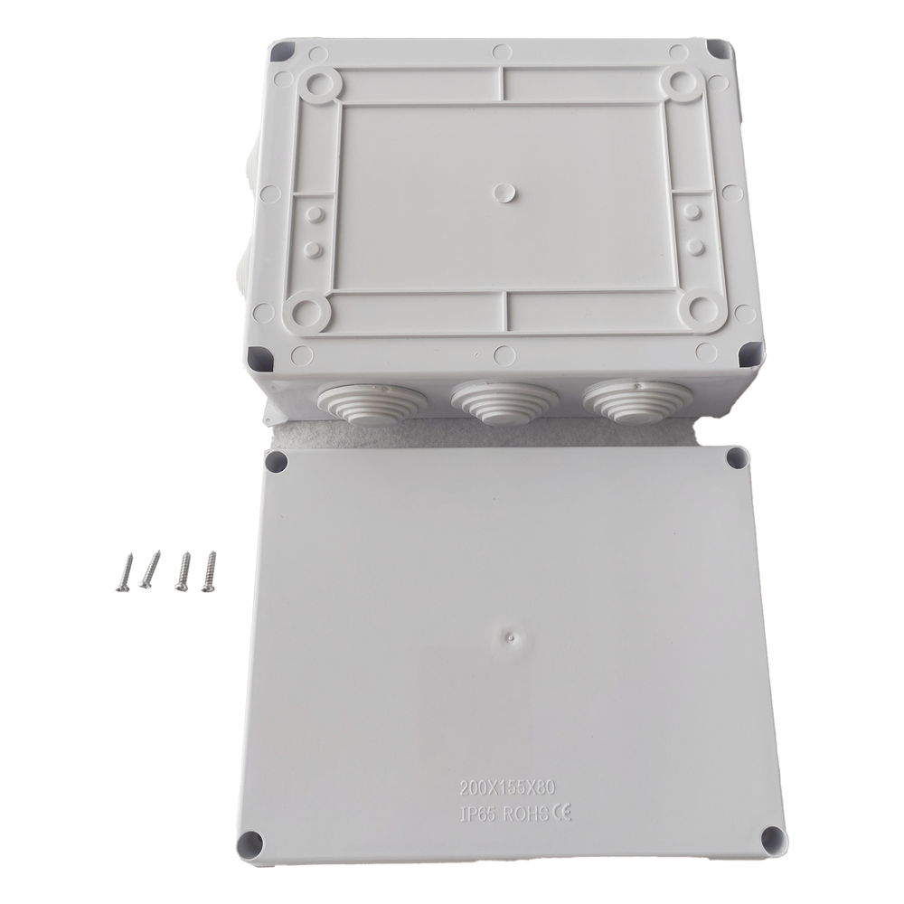 Caja de Derivación-Conexión para Exterior IP65 con 10 Entradas / 200 x 155 x 80 mm / Sellado Seguro con Empaque + 4 Tornillos / Resiste Agua, Polvo y Sol Directo - Imagen 3