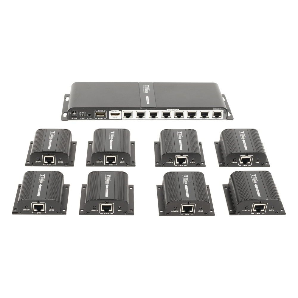 Kit Divisor y Extensor HDMI (Extender Splitter) / Divide 1 Fuente HDMI a 8 Pantallas / Extiende la señal HDMI hasta 40 m / Resolución 1080P @ 60 Hz / Cat 6/6a/7 / Uso 24/7 / Salida Loop en el Tx / IR / Alimente solo el Tx (PoC). - Image 2