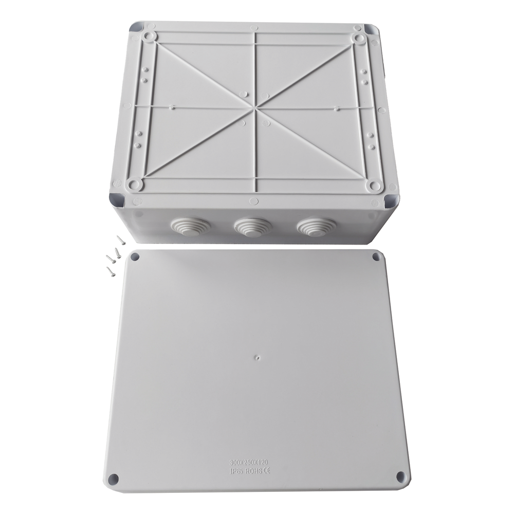 Caja de Derivación-Conexión para Exterior IP65 con 12 Entradas / 300 x 250 x 120 mm / Sellado Seguro con Empaque + 4 Tornillos / Resiste Agua, Polvo y Sol Directo - Image 4