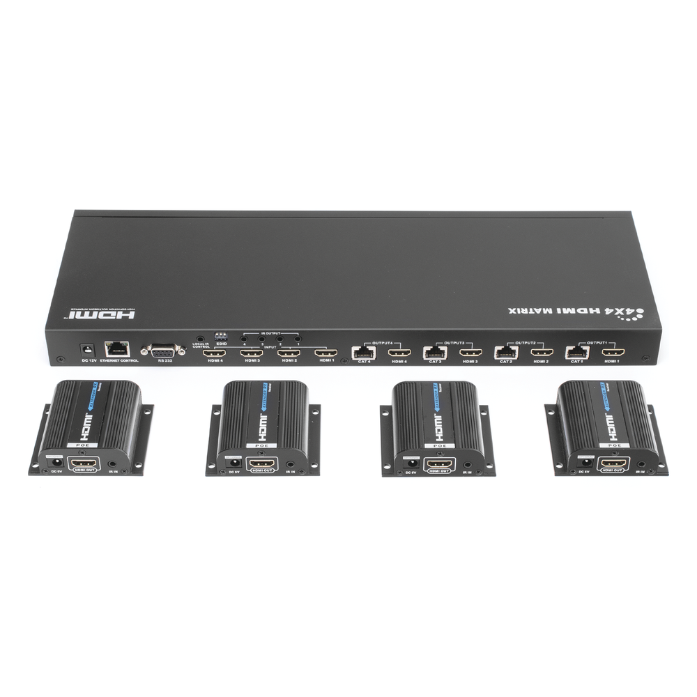 MATRICIAL Y EXTENSOR DE VIDEO HDMI 4 x 4 / 4 Entradas HDMI / 4 Salidas HDMI Loop / 4 Salidas RJ45 para Extender la señal 40 metros por salida / 1080 @ 60Hz / Conmutación por RS232, Control Remoto o Ethernet. - Image 3