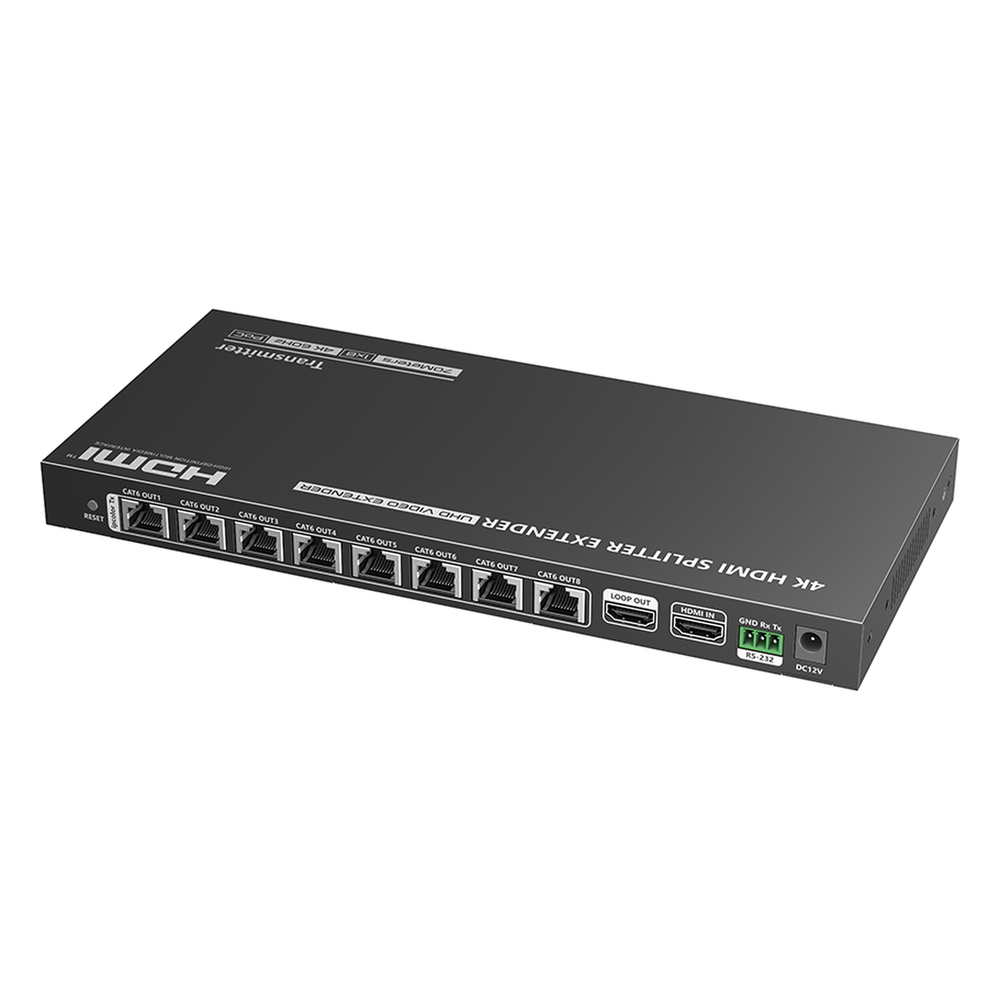 Kit Divisor y Extensor HDMI | 1x8 | Hasta 70 m |Resolución 4K @ 60 Hz | Cat 6/6a/7 | IPCOLOR | CERO LATENCIA | Puerto S/PDIF | EDID | RS232 | Salida Loop / PoC - Image 2