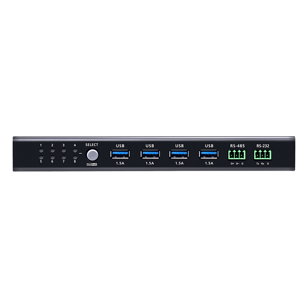 Conmutador de Uso Compartido USB 3.2 Gen 1 Industrial | 8 Puertos para Computadoras | 4 Puertos para Dispositivos | 5 Gbps | Selección por Botón, RS-232/485 o Remoto | Power on Detection | Carcasa de Metal | Montaje en Pared - Imagen 2