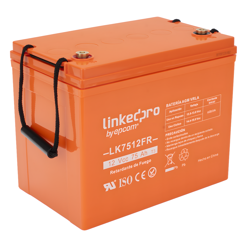 Batería de respaldo 12 V | 75 Ah | AGM | Certificada UL94-V0 Retardante a la Flama | Especial para Seguridad Electrónica | UPS | Sistemas de Emergencia | Vida útil 5 años | Terminales T3 - Image 2