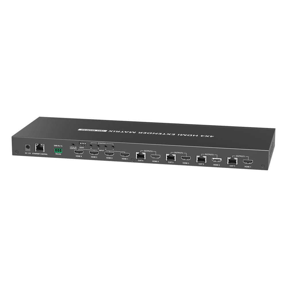 MATRICIAL Y EXTENSOR DE VIDEO HDMI 4 x 4 / 4 Entradas HDMI / 4 Salidas HDMI Loop / 4 Salidas RJ45 para Extender la señal 70 metros por salida /4K / Conmutación por RS232, Control Remoto o Ethernet. - Image 3