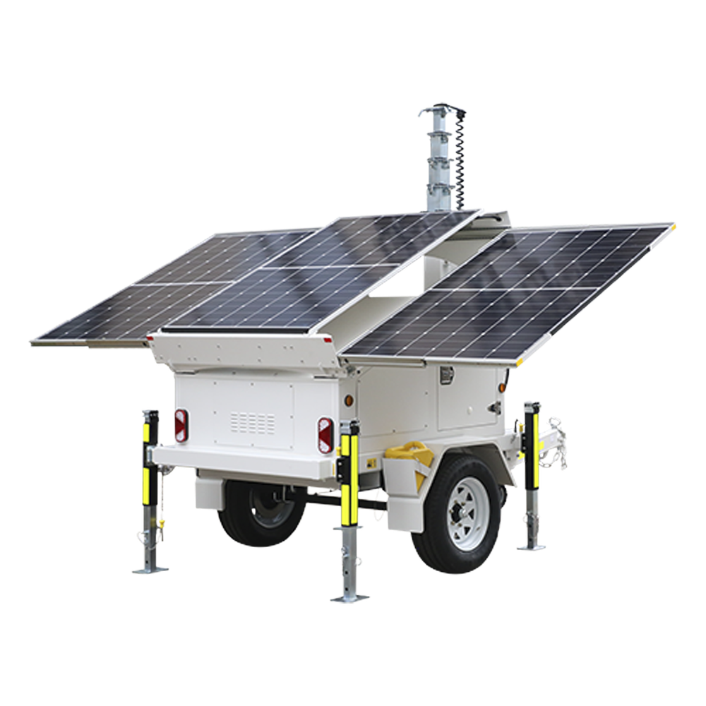Traila / Remolque con Mástil Retráctil de 7.5 m. para Videovigilancia o Iluminación, con Bases para Instalar Paneles Solares y Baterías (No incluidos) - Image 3