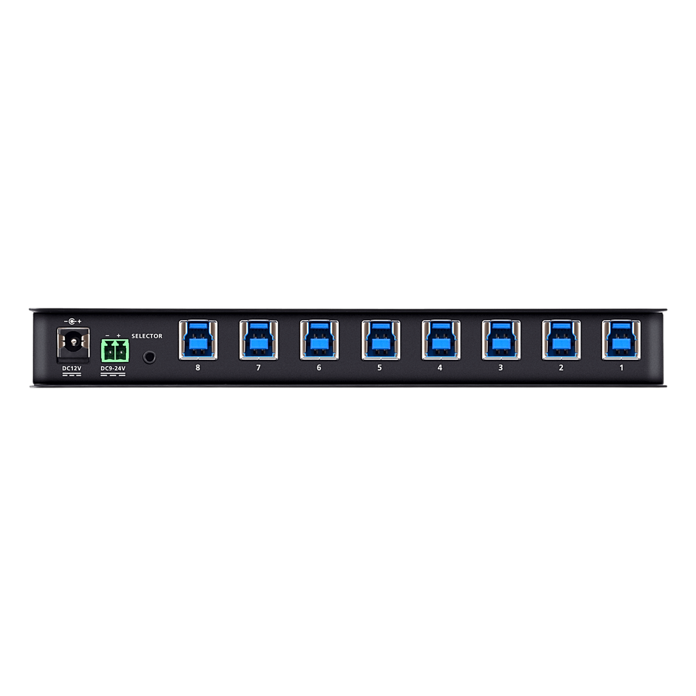 Conmutador de Uso Compartido USB 3.2 Gen 1 Industrial | 8 Puertos para Computadoras | 4 Puertos para Dispositivos | 5 Gbps | Selección por Botón, RS-232/485 o Remoto | Power on Detection | Carcasa de Metal | Montaje en Pared - Imagen 3