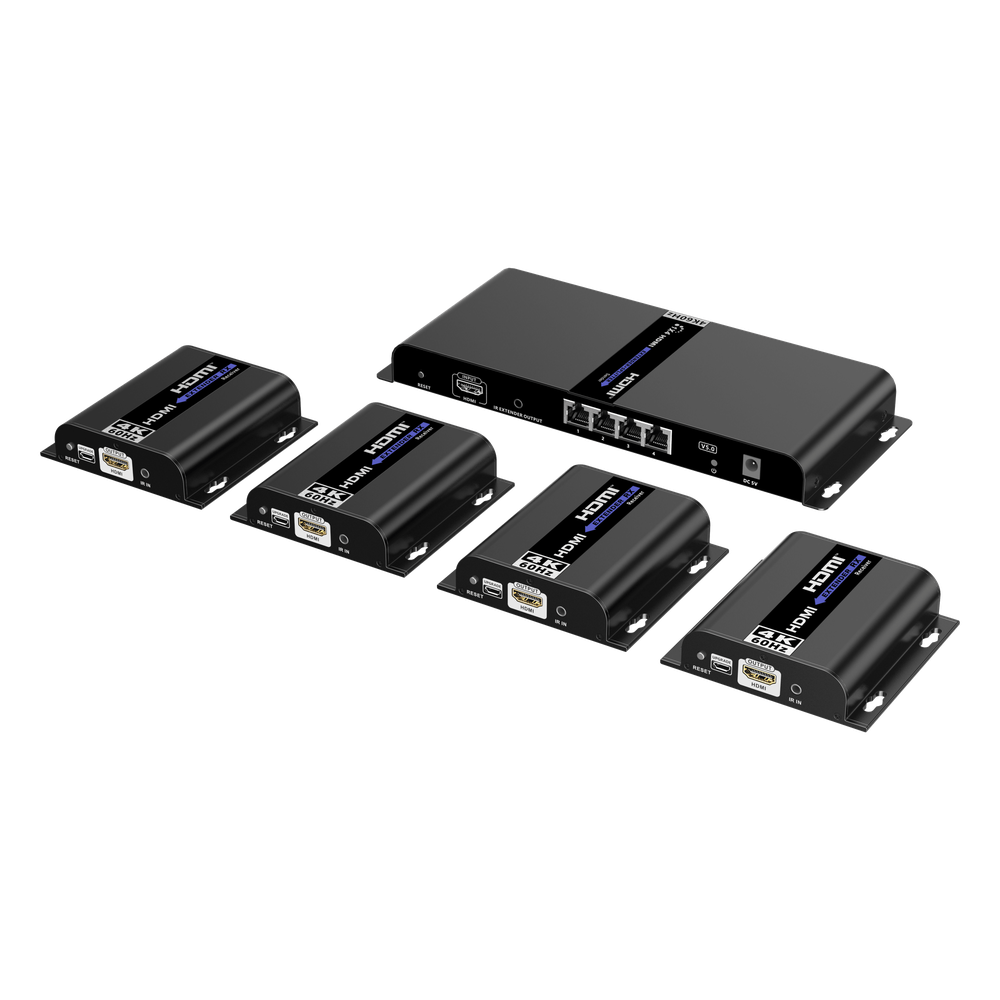Kit Divisor y Extensor HDMI (Extender Splitter) | Divide 1 Fuente HDMI a 4 Pantallas | Extiende la señal HDMI hasta 120 m | Resolución 4Kx2K @ 60 Hz | Cat 6/6a | Uso 24/7 | Longitud del cable autoajustable - Imagen 9